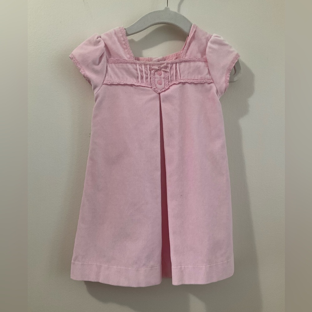 Carters Solid Pink Dress Cap Sleeves Front Plead Children Size 18 Months